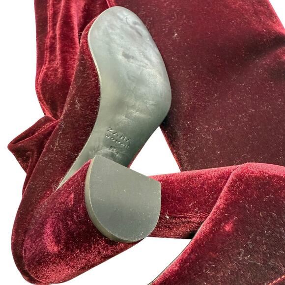 Zara velvet over the knee burgundy heeled boots EU 38 / US 7.5 - Picture 3 of 15